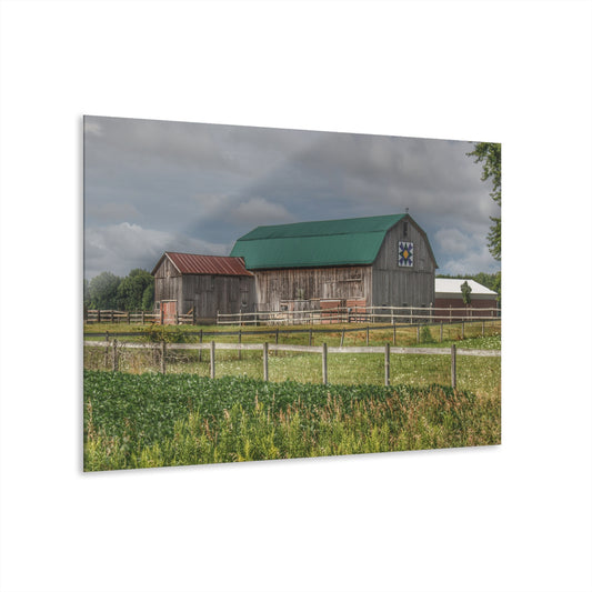 U R There Photography West Millington Road Grey Quilt Rustic Farmhouse Acrylic Wall Print
