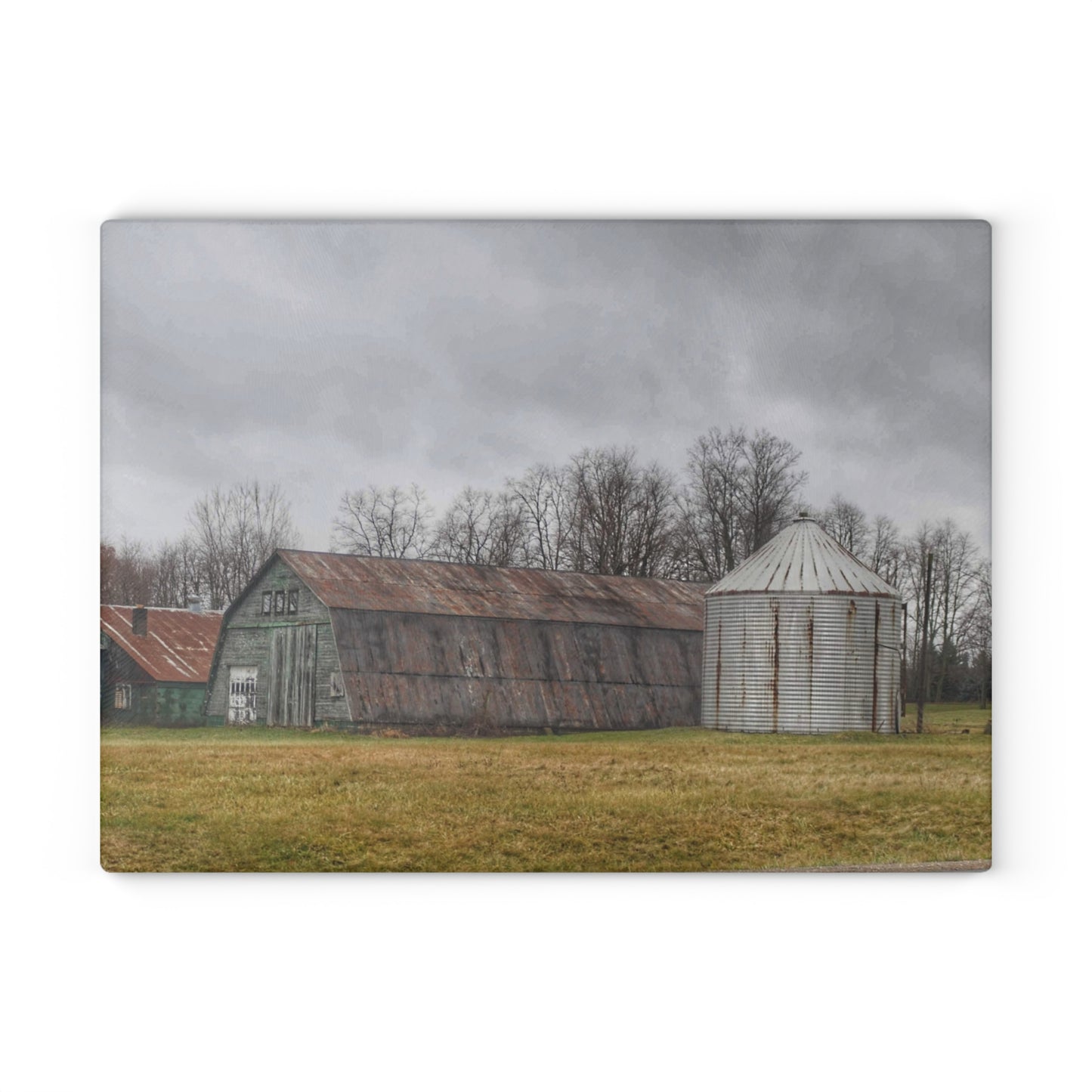 U R There Photography Hough Road Green Quonset I Rustic Farmhouse Tempered-Glass Cutting Board