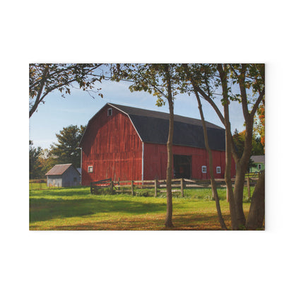 U R There Photography Hough Road Red II Rustic Farmhouse Tempered-Glass Cutting Board