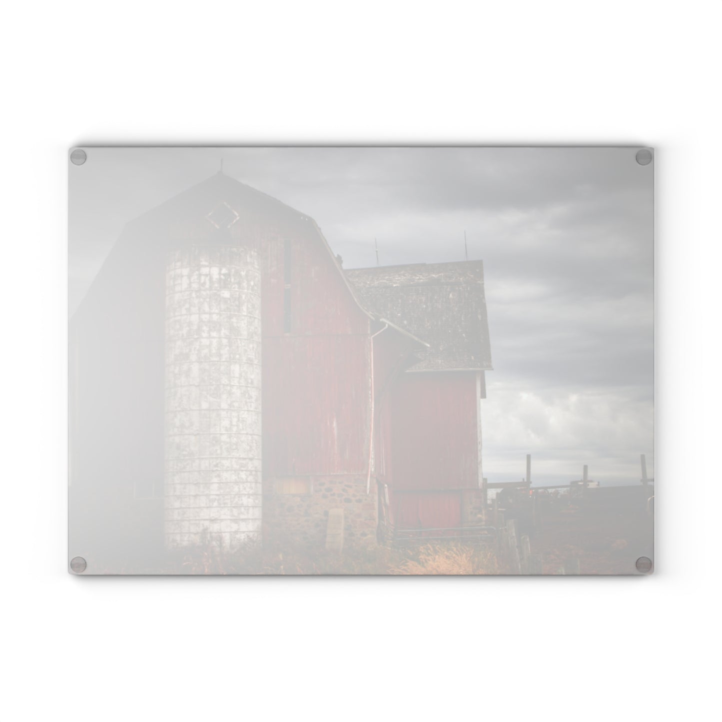 U R There Photography Hurd Corners Red III Rustic Farmhouse Tempered-Glass Cutting Board