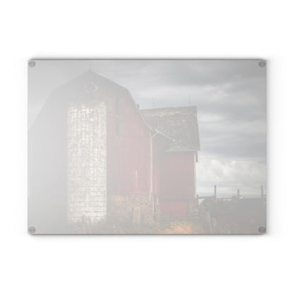 U R There Photography Hurd Corners Red III Rustic Farmhouse Tempered-Glass Cutting Board