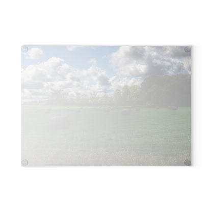 U R There Photography Haybale Heaven 2020 Rustic Farmhouse Tempered-Glass Cutting Board