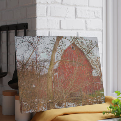 U R There Photography Holmes Road Red I Rustic Farmhouse Tempered-Glass Cutting Board