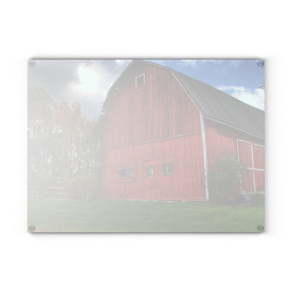 U R There Photography Hegel Road Old Red II Rustic Farmhouse Tempered-Glass Cutting Board