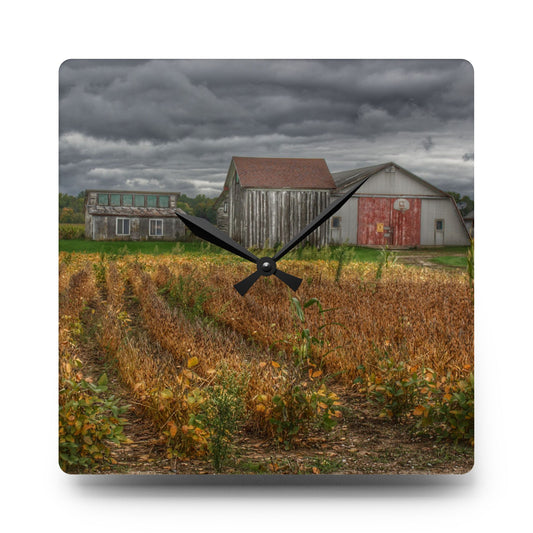 Murphy Lake Road Quonset Clan Rustic Farmhouse Acrylic Analog Wall Clock 10.75'' × 10.75'' (Square)