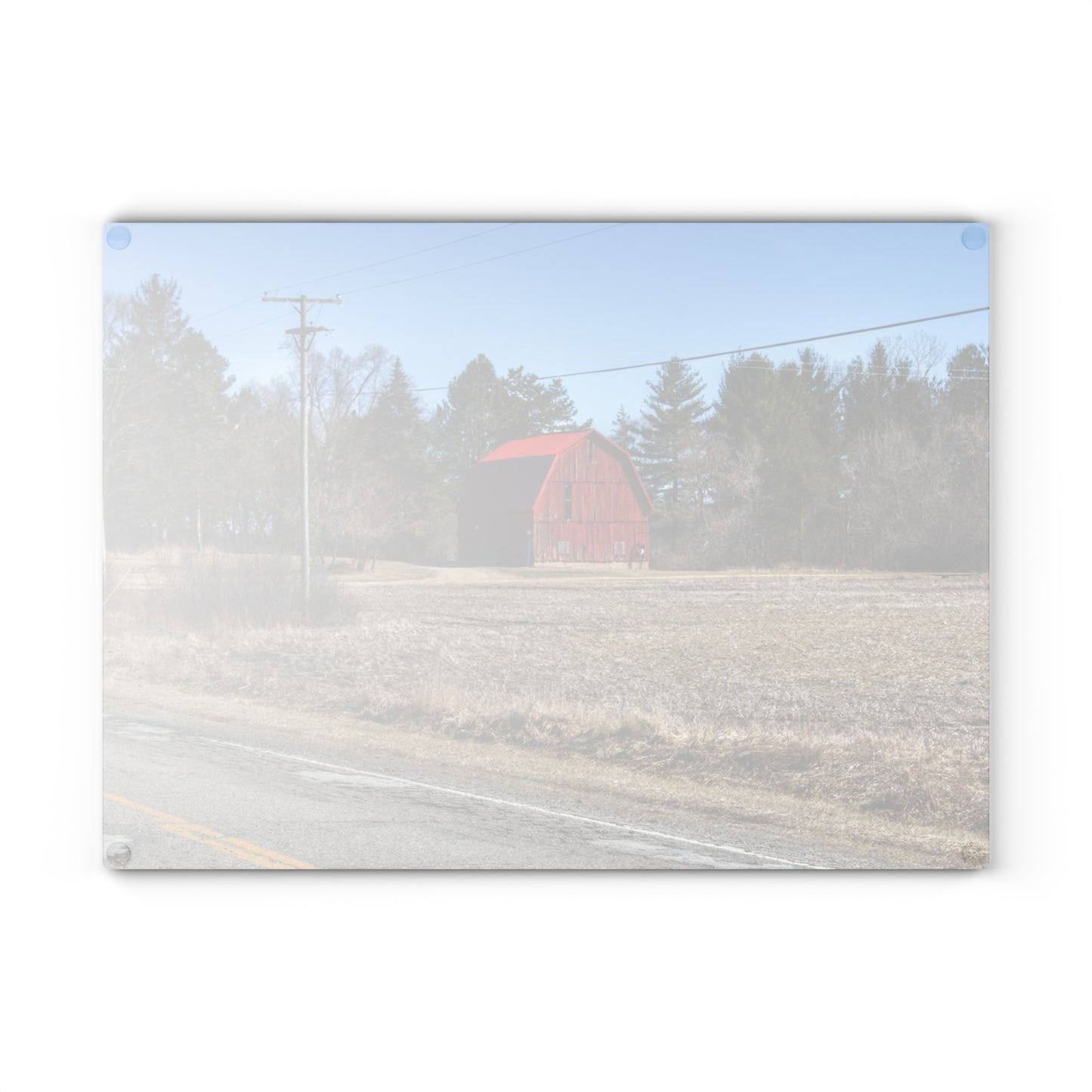 U R There Photography Maple Grove Little Red Rustic Farmhouse Tempered-Glass Cutting Board