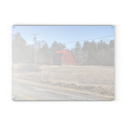 U R There Photography Maple Grove Little Red Rustic Farmhouse Tempered-Glass Cutting Board