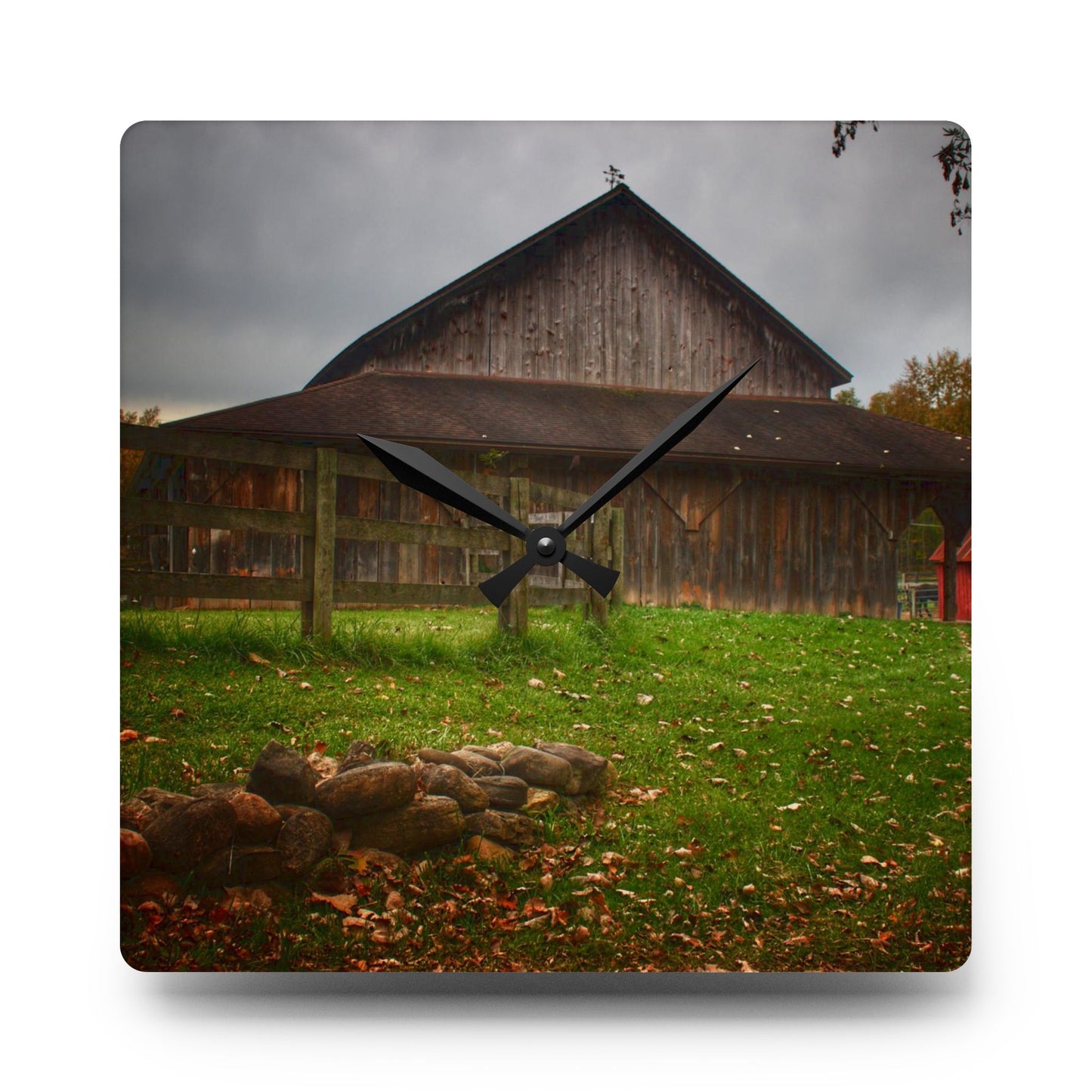 U R There Photography Chalet Grey II Rustic Farmhouse Acrylic Analog Wall Clock