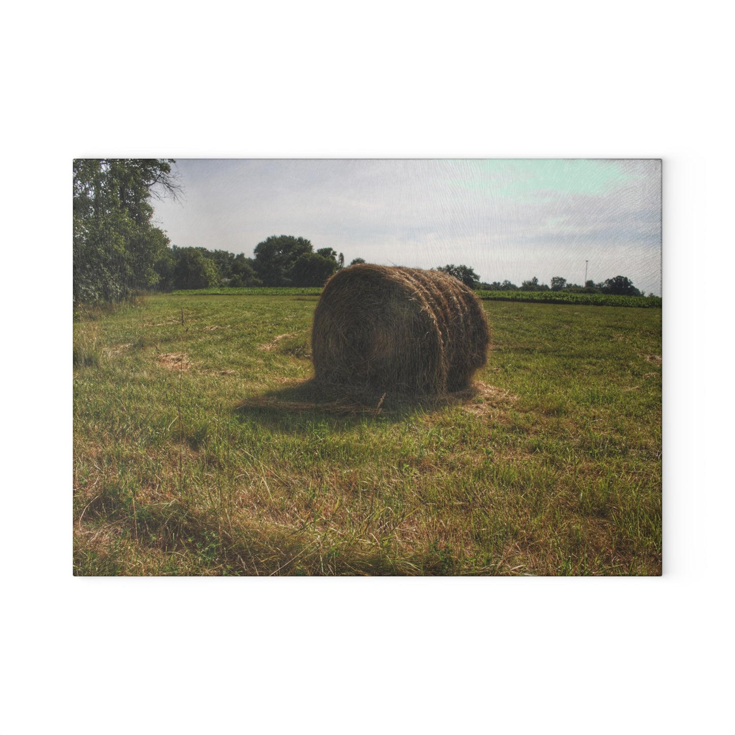 U R There Photography Summer Haybales II Rustic Farmhouse Tempered-Glass Cutting Board