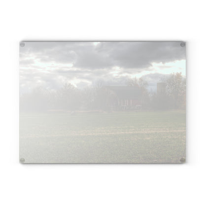 U R There Photography Booth Road Hidden Red II Rustic Farmhouse Tempered-Glass Cutting Board