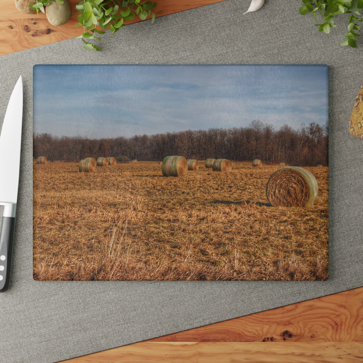 Barn Boutique Rustic Tempered-Glass Cutting Board| December Haybales