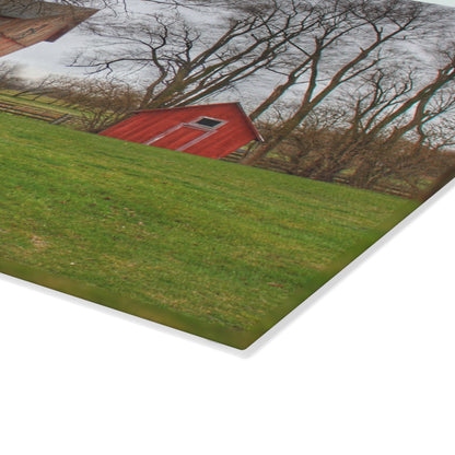 U R There Photography Lake George Red II Rustic Farmhouse Tempered-Glass Cutting Board