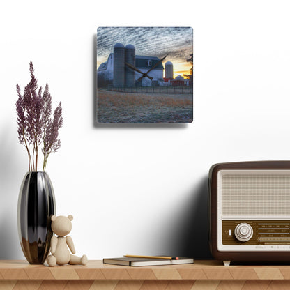 U R There Photography December Dawn Rustic Farmhouse Acrylic Analog Wall Clock