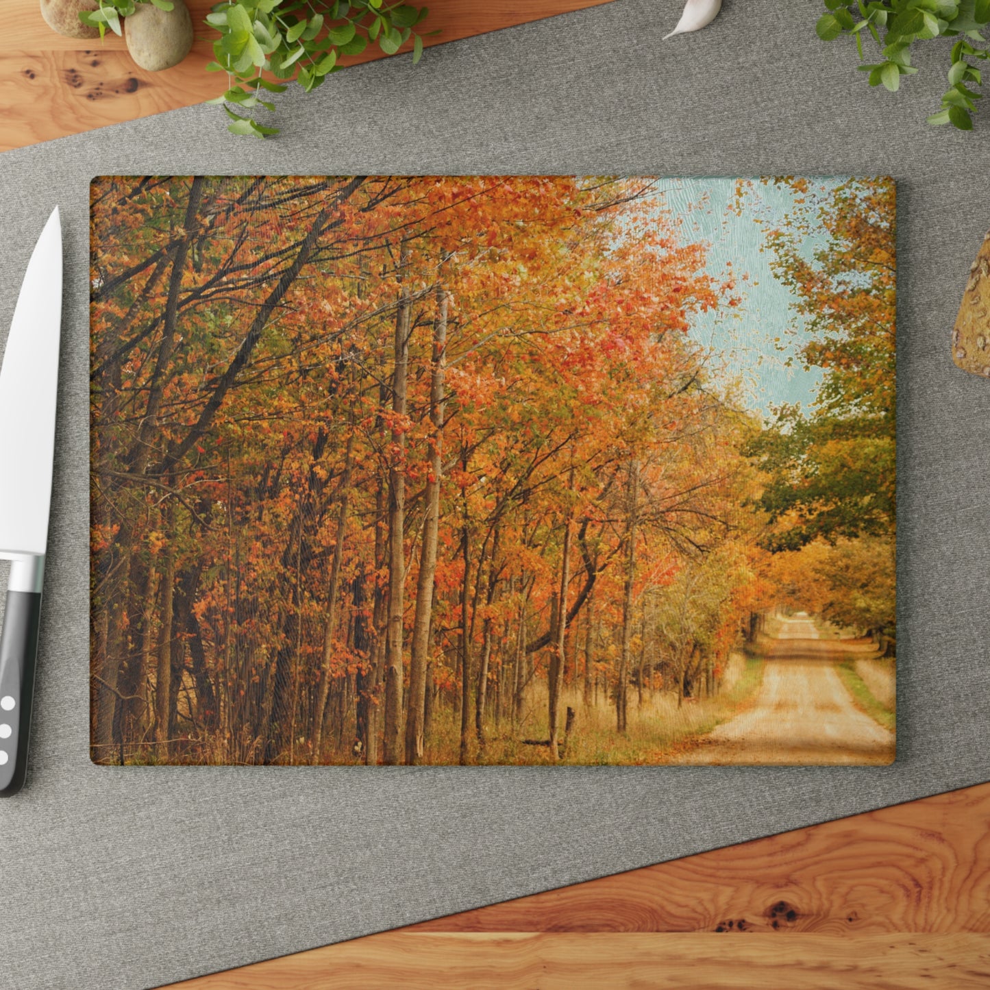 U R There Photography Fall on Murphy Lake II Rustic Farmhouse Tempered-Glass Cutting Board