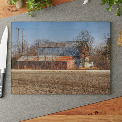 U R There Photography Indian Trail Rusted Reds I Rustic Farmhouse Tempered-Glass Cutting Board