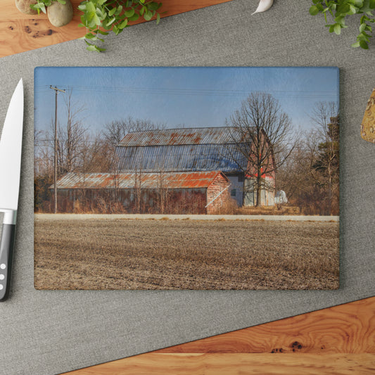 U R There Photography Indian Trail Rusted Reds I Rustic Farmhouse Tempered-Glass Cutting Board