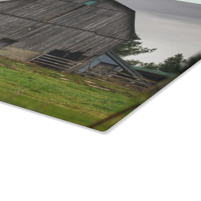 U R There Photography Eddy Road Grey II Rustic Farmhouse Tempered-Glass Cutting Board