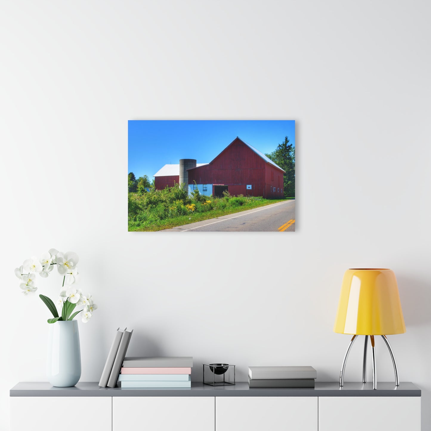 U R There Photography Dryden Road Red Rustic Farmhouse Acrylic Wall Print