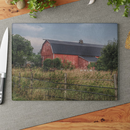 U R There Photography Snook Road Red Rustic Farmhouse Tempered-Glass Cutting Board