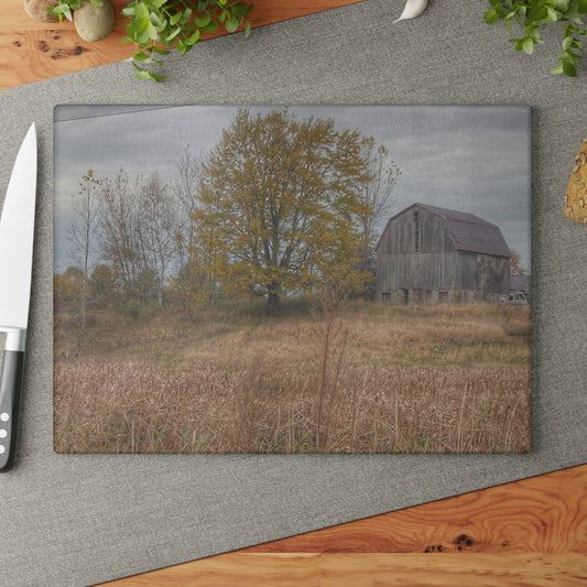 U R There Photography Swaffer Road Hilltop Grey Rustic Farmhouse Tempered-Glass Cutting Board
