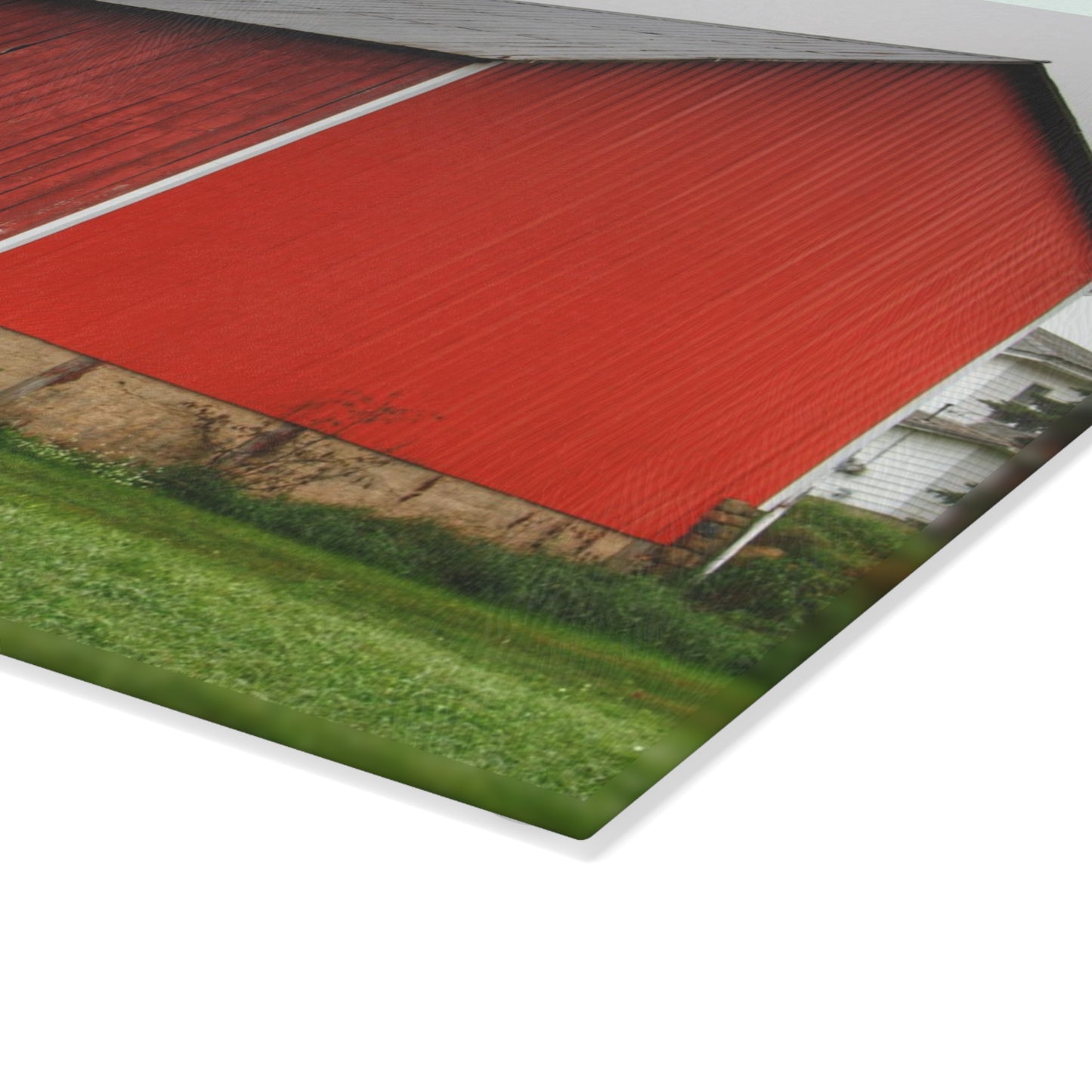 U R There Photography Brown Road Horse Barn II Rustic Farmhouse Tempered-Glass Cutting Board