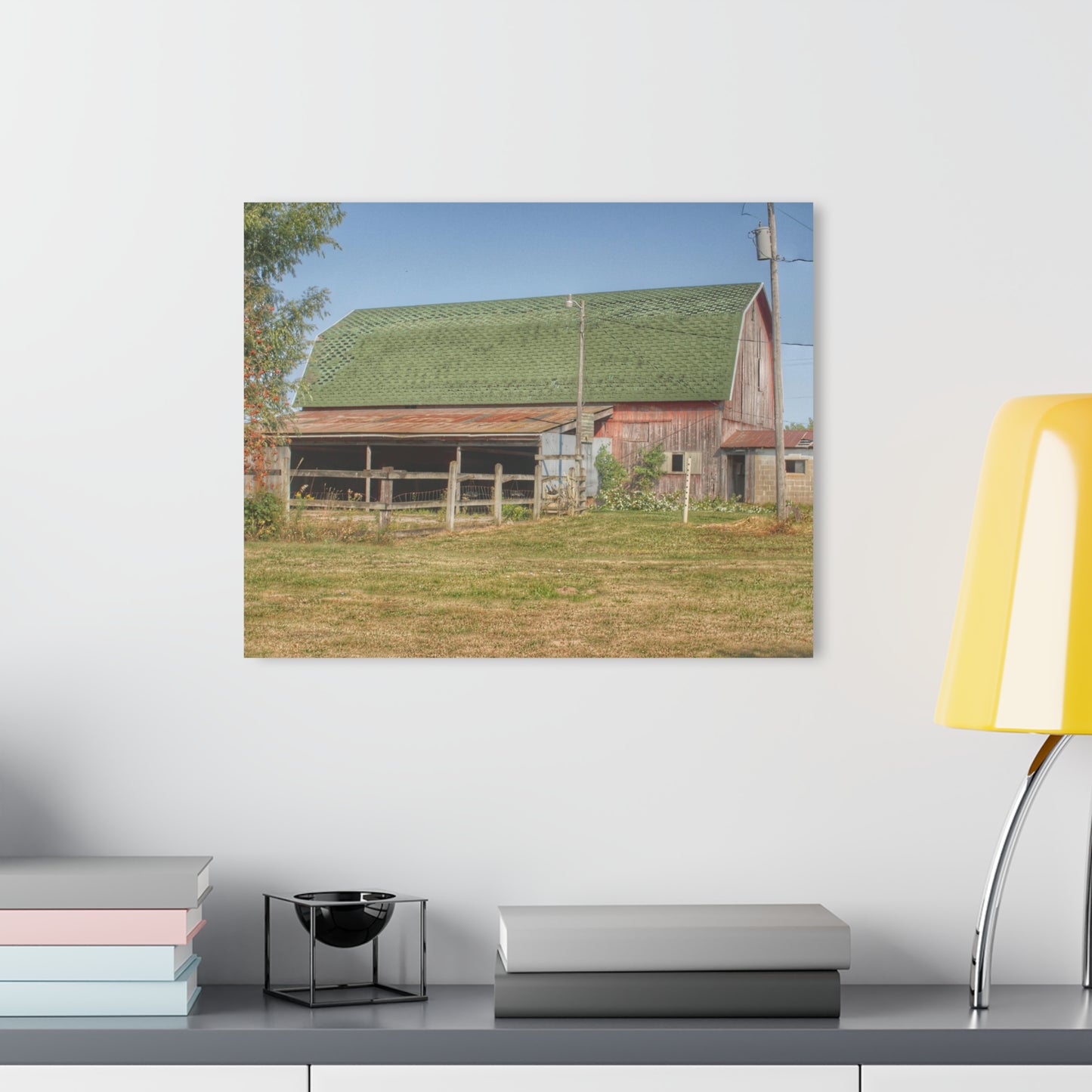 U R There Photography Farrand Road Red with Corral Rustic Farmhouse Acrylic Wall Print