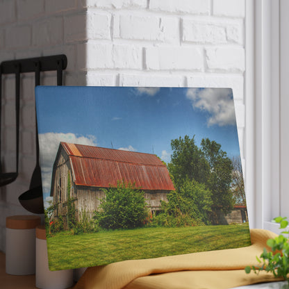 U R There Photography Grey Road Rusted II Rustic Farmhouse Tempered-Glass Cutting Board