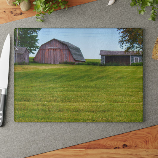U R There Photography Cass City Elmwood Road Greys Rustic Farmhouse Tempered-Glass Cutting Board