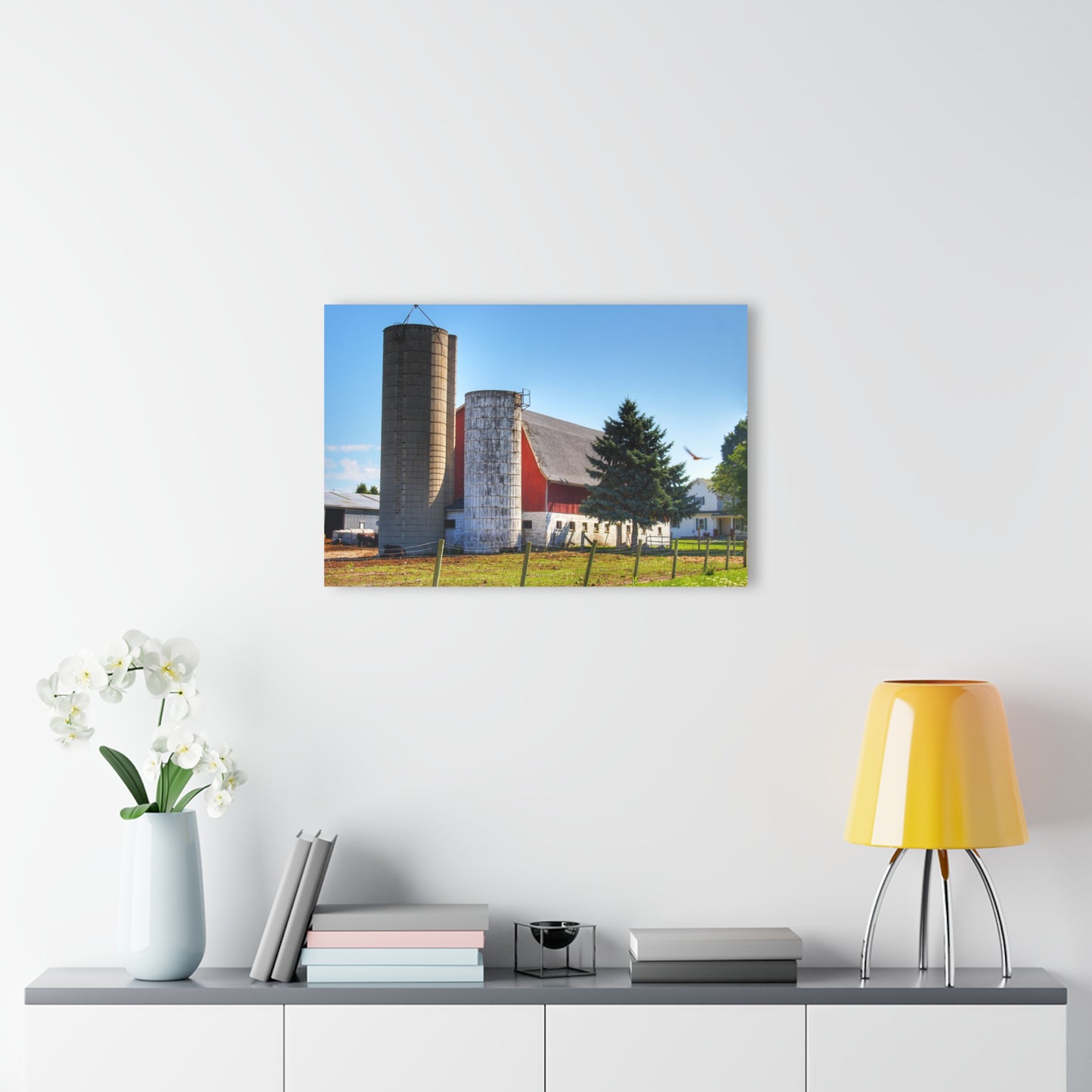 U R There Photography Hunters Creek Red Cow Barn I Rustic Farmhouse Acrylic Wall Print