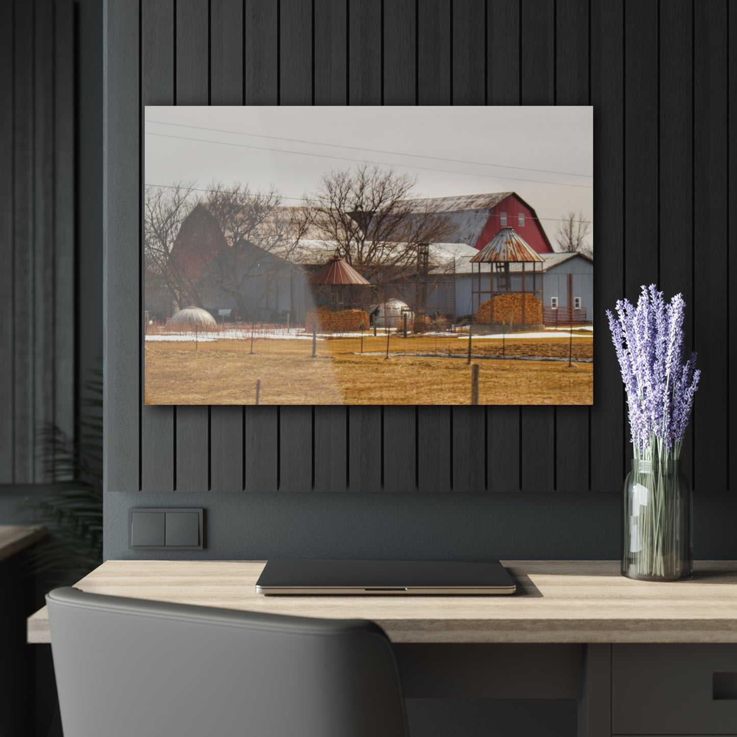 U R There Photography Hidden Red Rustic Farmhouse Acrylic Wall Print