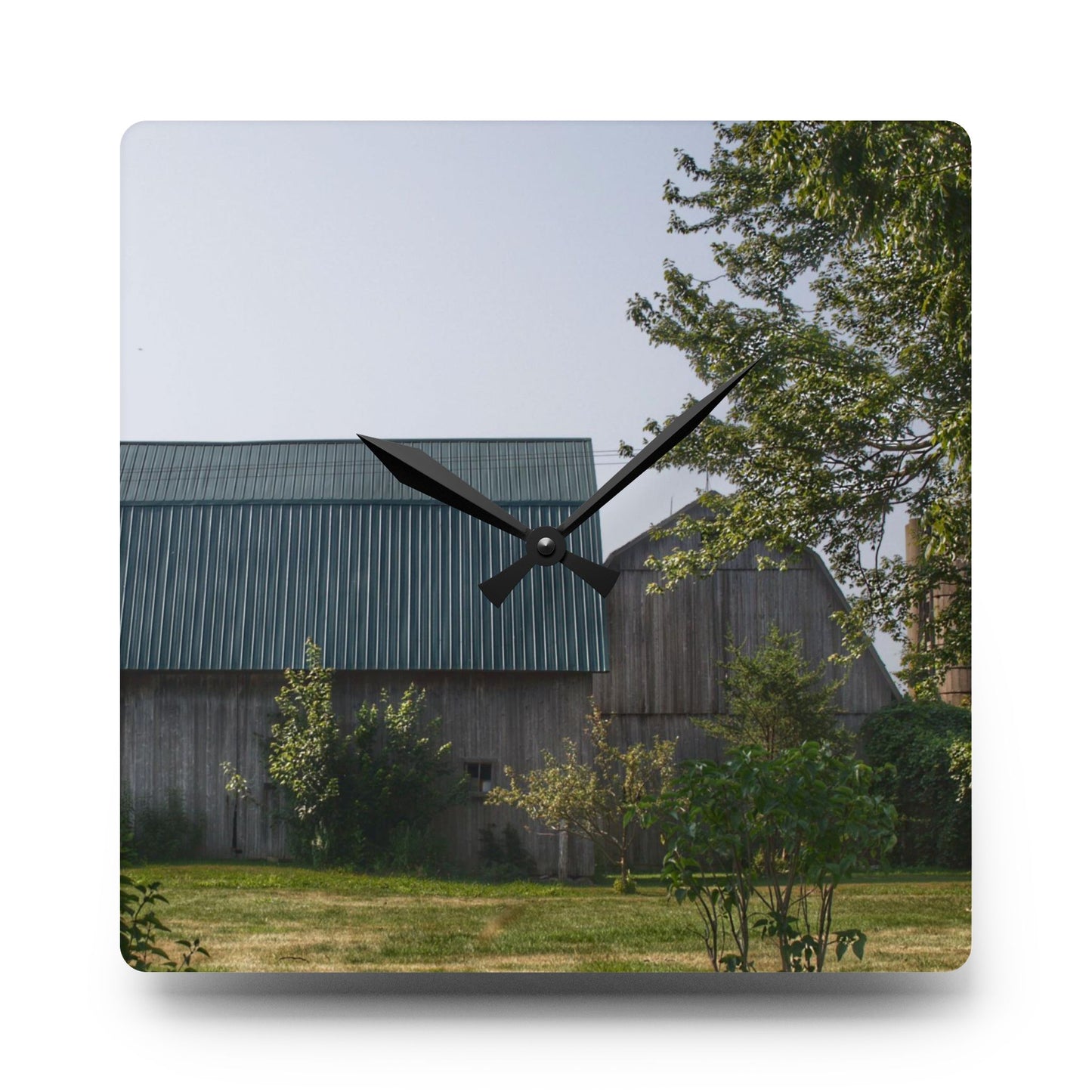 U R There Photography Bordman Road Greys Rustic Farmhouse Acrylic Analog Wall Clock