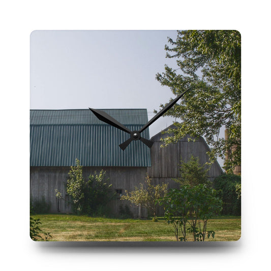 Bordman Road Greys Rustic Farmhouse Acrylic Analog Wall Clock 10.75'' × 10.75'' (Square)