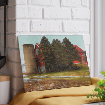 U R There Photography Laur Road Red Among the Pines III Rustic Farmhouse Tempered-Glass Cutting Board