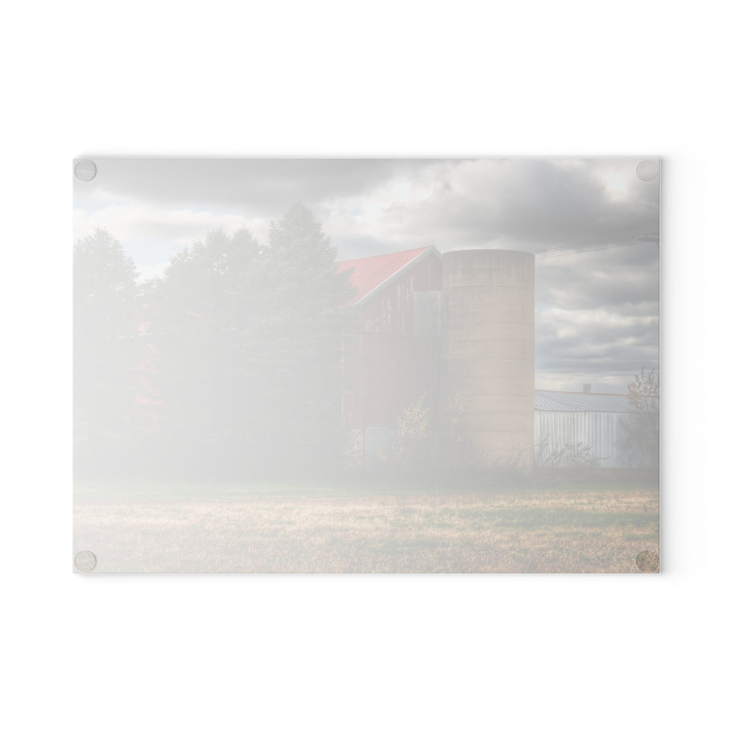 U R There Photography Laur Road Red Among the Pines II Rustic Farmhouse Tempered-Glass Cutting Board