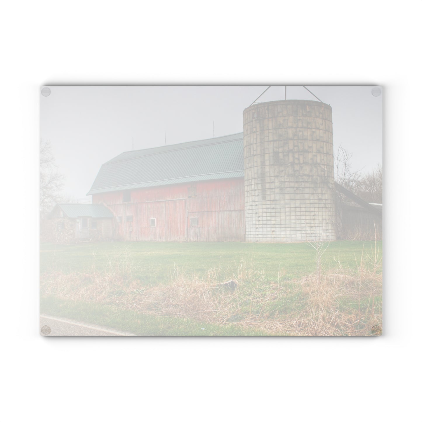 U R There Photography Plumb Creek Road Red I Rustic Farmhouse Tempered-Glass Cutting Board