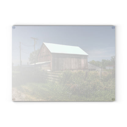 U R There Photography Castle Road Cow Barn I Rustic Farmhouse Tempered-Glass Cutting Board