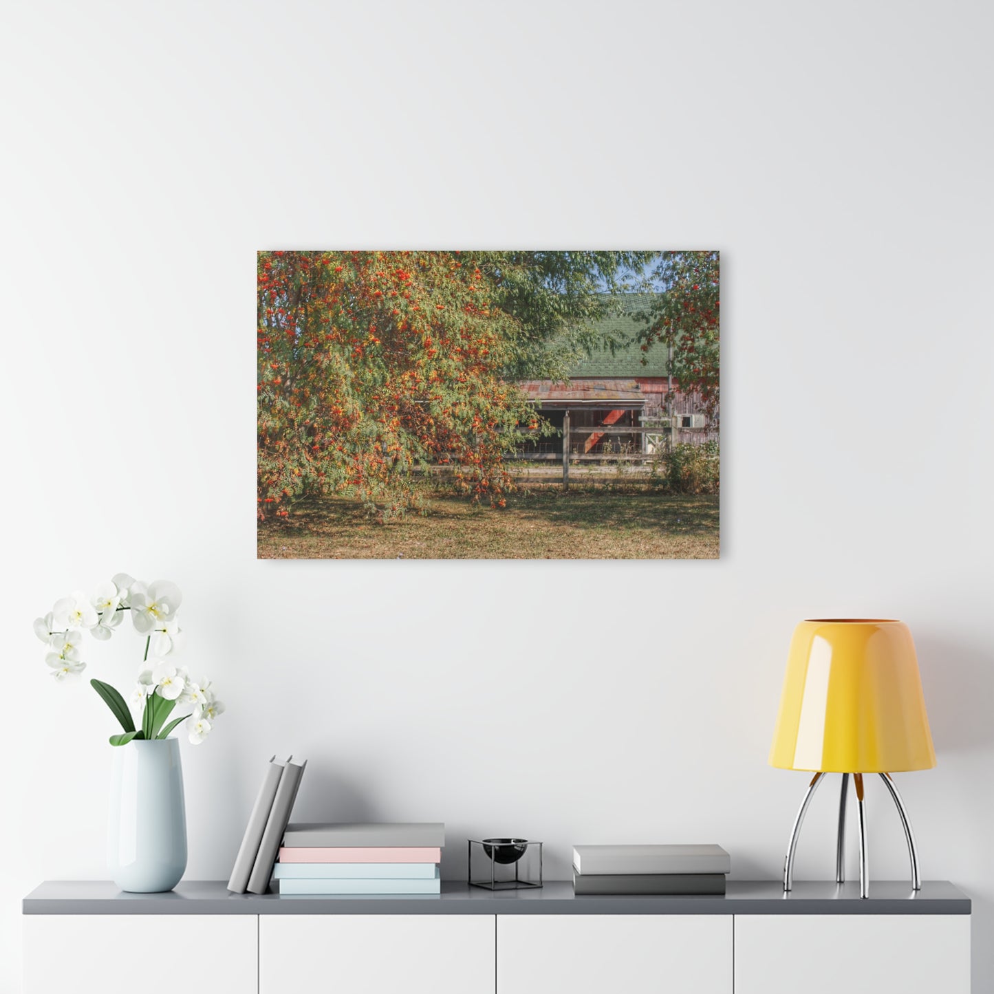 U R There Photography Farrand Road Red Coral by Flowering Tree Rustic Farmhouse Acrylic Wall Print
