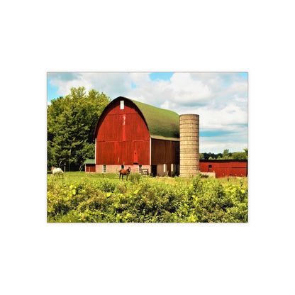 U R There Photography Elmwood Road Red and Horses Rustic Farmhouse Decorative Ceramic Tile