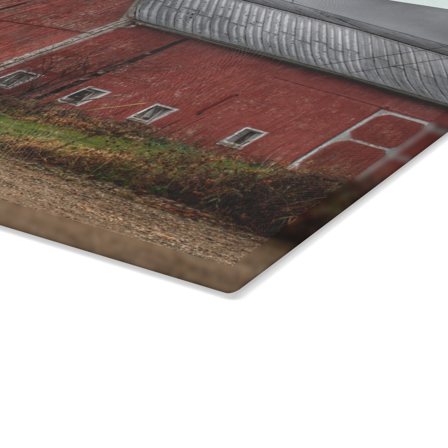 U R There Photography Stanley Road Reds Rustic Farmhouse Tempered-Glass Cutting Board