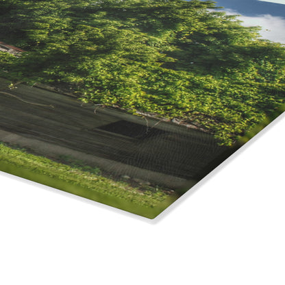 U R There Photography Brown City Road Barn and Buddy I Rustic Farmhouse Tempered-Glass Cutting Board