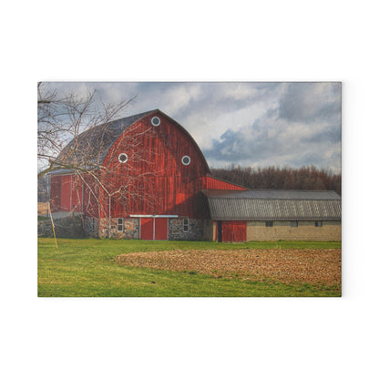 U R There Photography Clear Lake Road Fieldstone Red Rustic Farmhouse Tempered-Glass Cutting Board