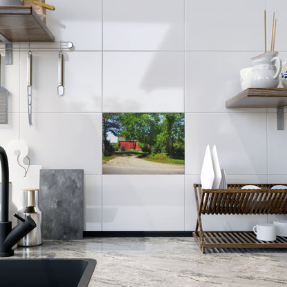 U R There Photography Caro Hidden Red Rustic Farmhouse Decorative Ceramic Tile