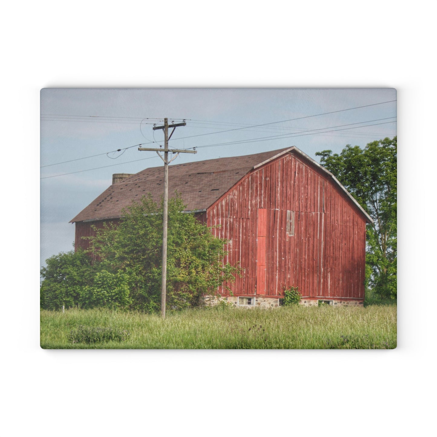U R There Photography Armstrong Road Red I Rustic Farmhouse Tempered-Glass Cutting Board