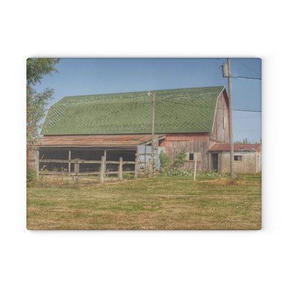 U R There Photography Farrand Road Red with Corral Rustic Farmhouse Tempered-Glass Cutting Board