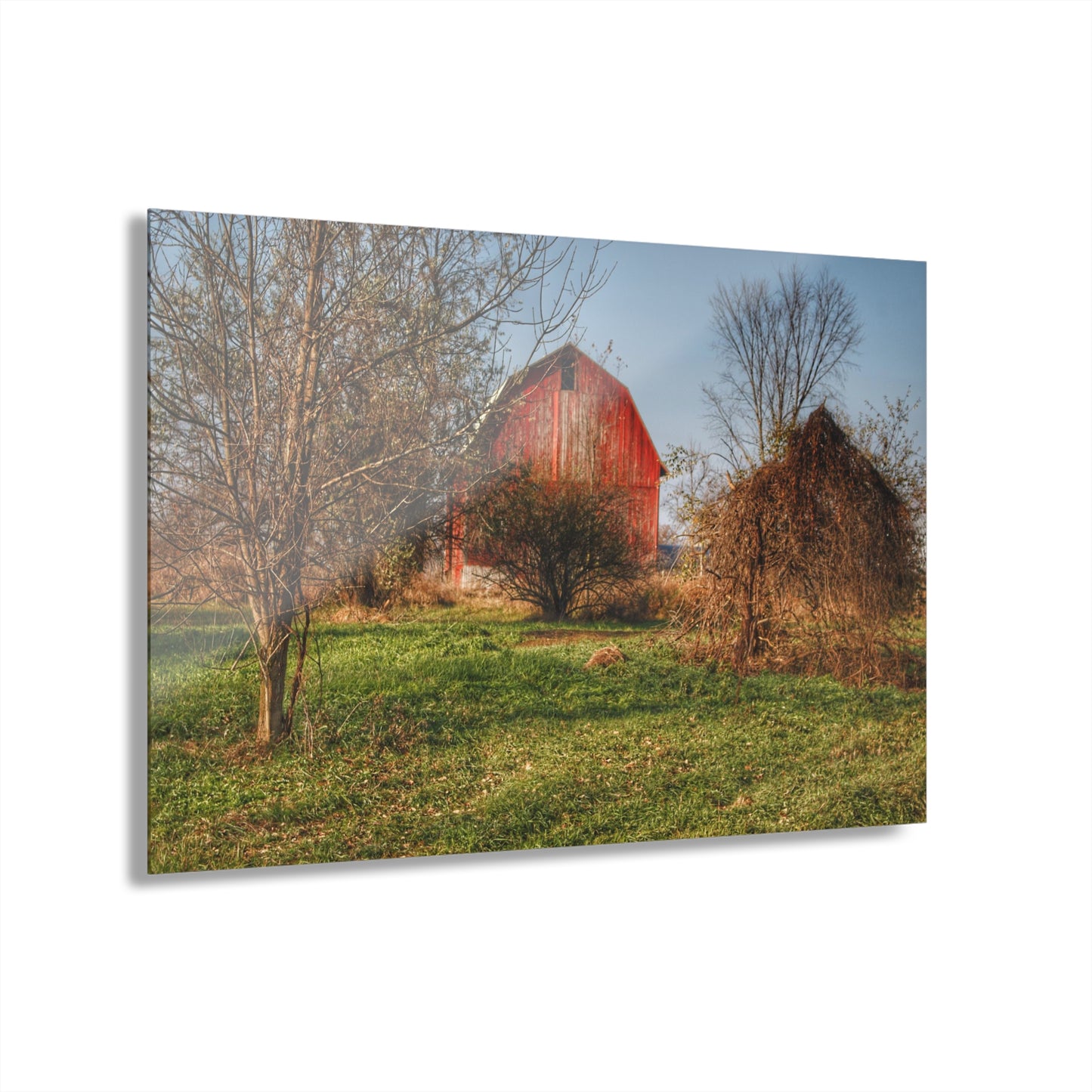 U R There Photography Columbiaville Red in November Rustic Farmhouse Acrylic Wall Print
