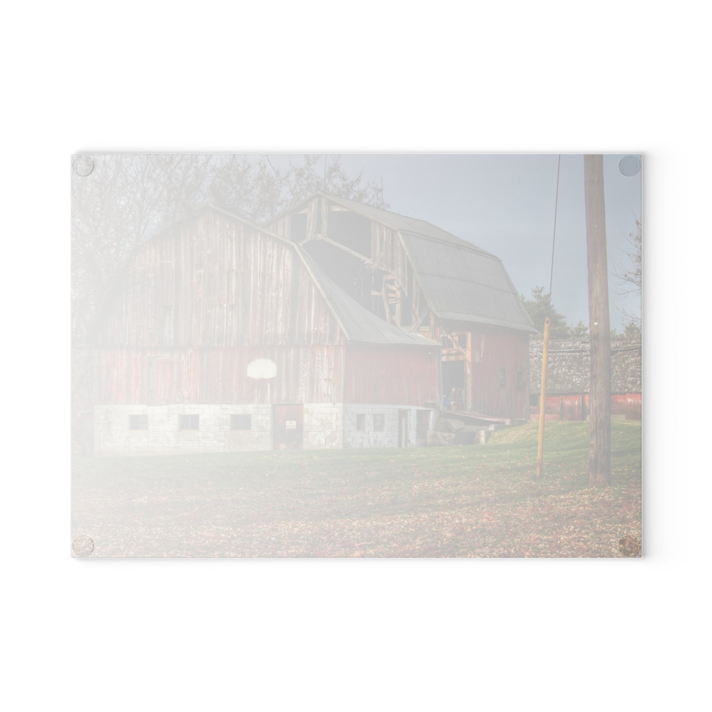 U R There Photography Crawford Road Old Red Rustic Farmhouse Tempered-Glass Cutting Board