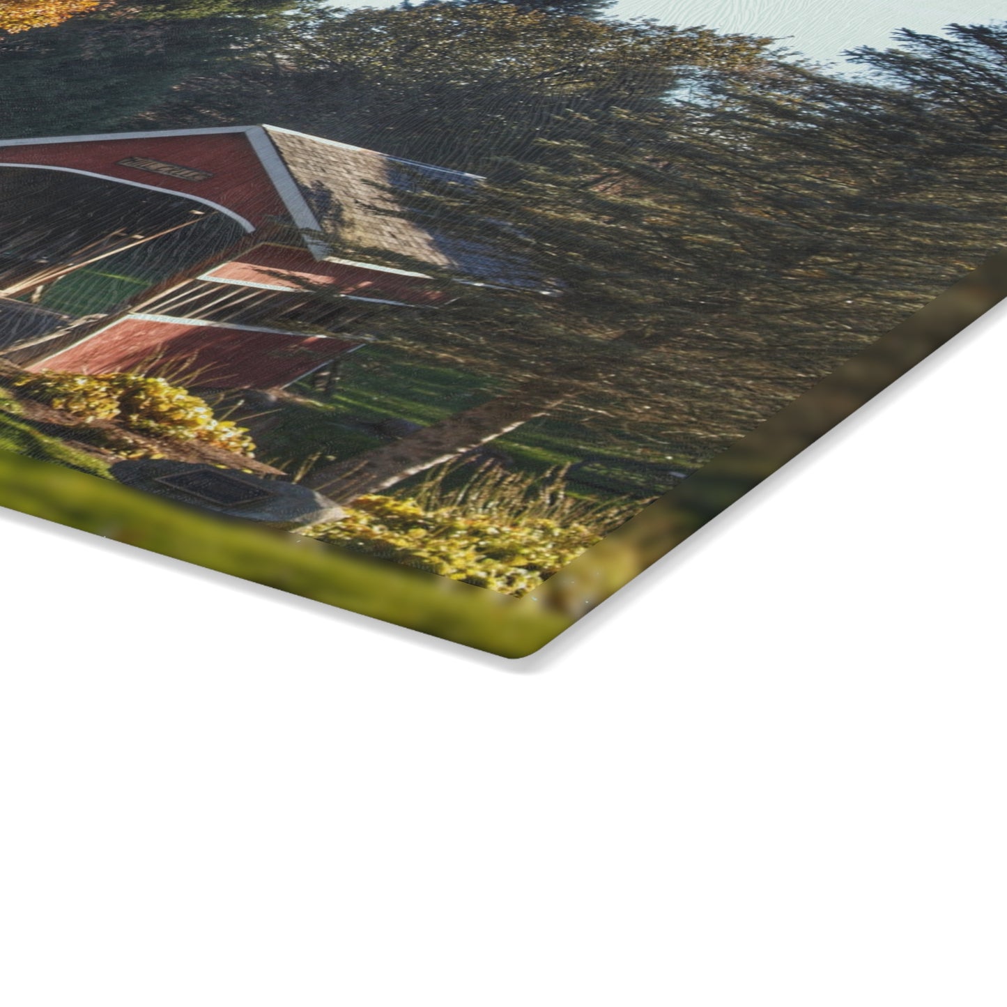 U R There Photography Hadley Covered Bridge II Rustic Farmhouse Tempered-Glass Cutting Board