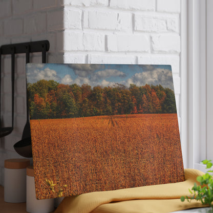 U R There Photography Fall on Murphy Lake I Rustic Farmhouse Tempered-Glass Cutting Board