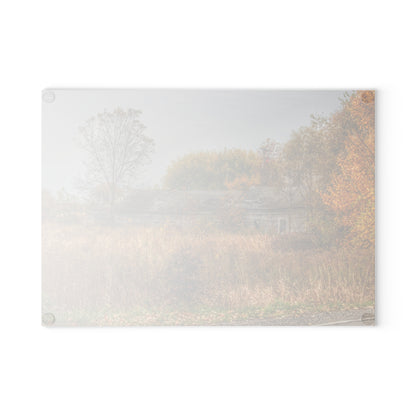 U R There Photography Hill Road Roadside Greys Rustic Farmhouse Tempered-Glass Cutting Board
