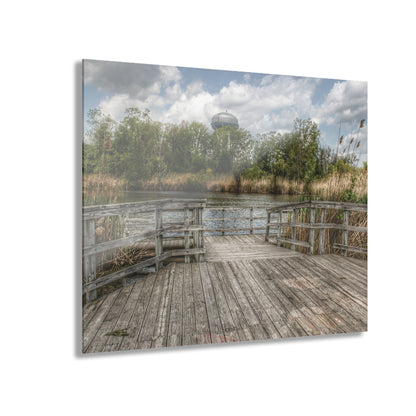U R There Photography Bridge Overlooking Water Tower Park in Lapeer Rustic Farmhouse Acrylic Wall Print